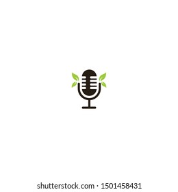 Microphone nature logo template. vector