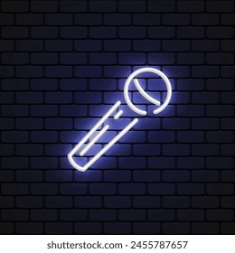 Mikrofon Neon in flachem Stil auf schwarzem Hintergrund. Vektorillustration
