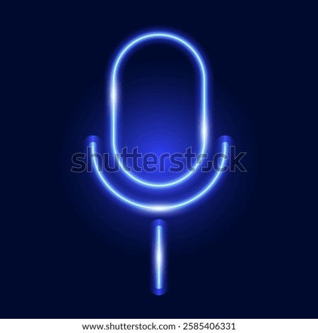 Microphone neon icon, record sign, vector illustration.