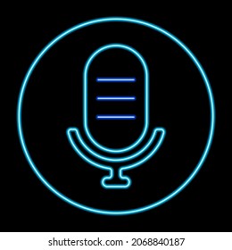 Microphone neon sign, modern glowing banner design, colorful trend of modern design on black background. Vector illustration.