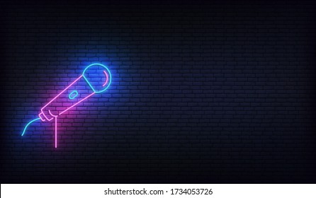 Microphone neon. Template for karaoke, live music, stand up, comedy show