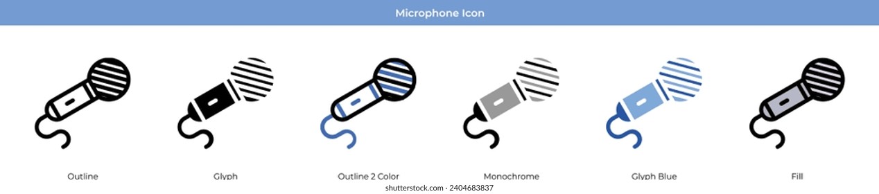 Microphone New year Icon Set Vector