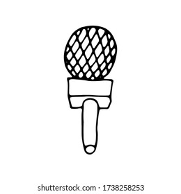 microphone for news about coronavirus on TV.Breaking world news. Hand drawn. Stickman cartoon. Doodle sketch, Vector graphic illustration,icon