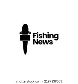 microphone news fish logo design