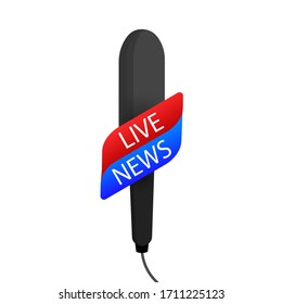 Microphone news. Reparter journalism concept in flat style. Vector illustration