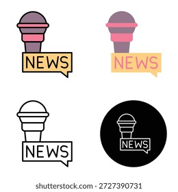 micrófono con el icono del Vector del texto de las noticias, conveniente para los App móviles, los App del Web y los medios impresos. Múltiples iconos de estilo, 