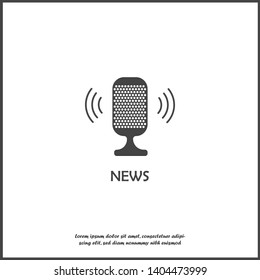 Microphone news vector icon on white isolated background.  Layers grouped for easy editing illustration.