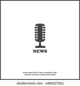 Microphone news vector icon on white isolated background.  Layers grouped for easy editing illustration.