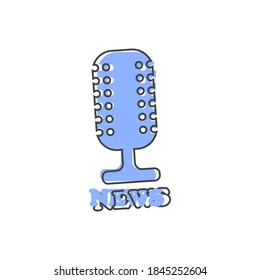 Microphone news vector icon on white isolated background.