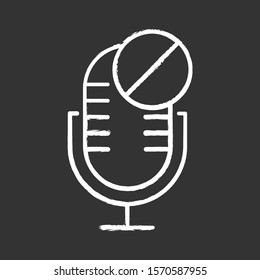 Microphone Not Available Chalk Icon. Sound Recorder Technical Mistake Idea. Voice Speaker Installation Error. Recording Equipment. Alert Notification. Isolated Vector Chalkboard Illustration