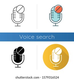 Microphone Not Available Icons Set. Sound Recorder Technical Mistake Idea. Voice Speaker Installation Error. Recording Equipment. Linear, Black And Color Styles. Isolated Vector Illustrations