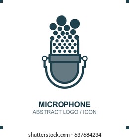 Microphone and notes logo and icon.
Music, karaoke theme design template.
