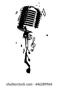 Microphone with notes. Vector illustration