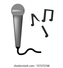 Microphone with notes. A vector illustration isolated on white background