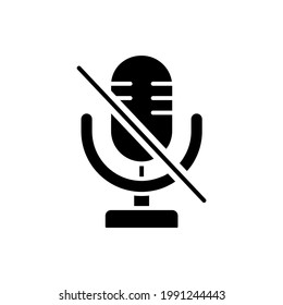 Mikrofon des Glyph-Symbols. Vektorgrafik füllt schwarze Illustration.