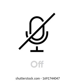 Icono de Apagado de micrófono. Esquema de vectores editable. Signo plano Microphone silenciado para sitio web y aplicación móvil. Pictograma único.