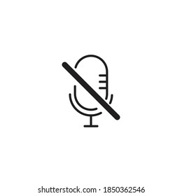 Icono de Apagar micrófono. Esquema del vector modificable. Señal plana Microphone silenciado para sitio web y aplicación móvil. Pictograma único.