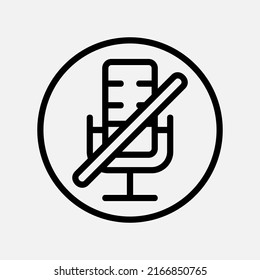 Apagar el micrófono. icono en estilo de línea sobre la interfaz de usuario, uso para presentación de aplicaciones móviles del sitio web