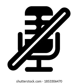 Icono de apagado de micrófono en estilo sólido para cualquier proyecto, uso para presentación de aplicaciones móviles del sitio web