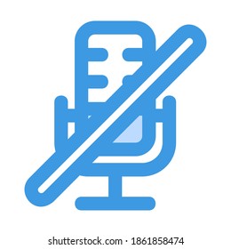 Icono de apagado de micrófono en azul para cualquier proyecto, uso para presentación de aplicación móvil del sitio web