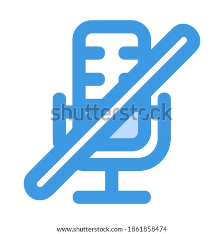 Microphone Off icon vector illustration in blue style for any projects, use for website mobile app presentation