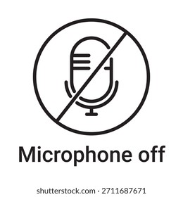 Icono de micrófono apagado. Símbolo de línea de Vector para un Sitio web, tarjeta de producto, presentación y App móvil, embalaje o instrucción. Signo de esquema editable