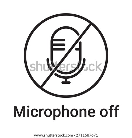 Microphone off icon. Vector line symbol for a website, product card, presentation and mobile app, packaging or instruction. Editable outline sign