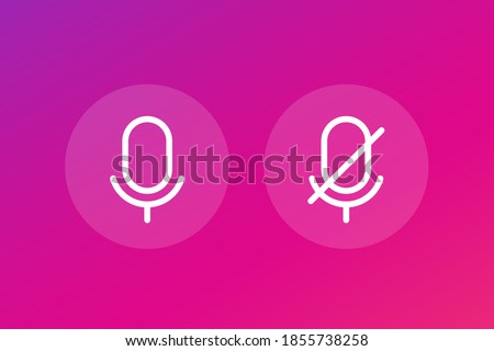 microphone off and on, line vector icons