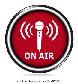 Microphone and on air text Icon on red button, voice icon illustration