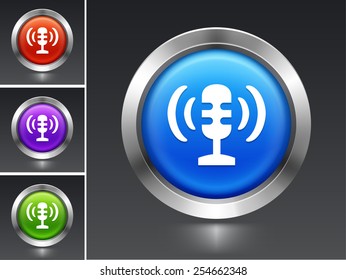 Microphone on Blue Round Button