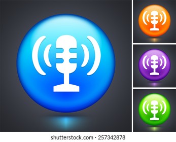 Microphone on Blue Round Button