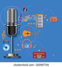 Microphone on colorful background