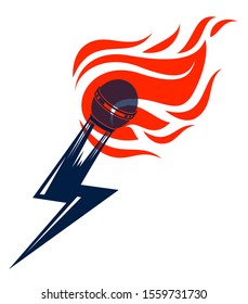 Microphone on fire and shape of lightning, hot mic in flames and bolt, breaking news concept, rap battle rhymes music, karaoke singing or standup comedy, vector logo or illustration.