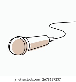 Microphone on the Floor one line drawing. Microphone on the Floor single line illustration. Microphone on the Floor minimalist line art. Microphone on the Floor vector art