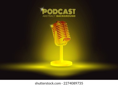 Microphone on Gradient background, broadcasting or podcasting banner with copy space and Bubble Speech