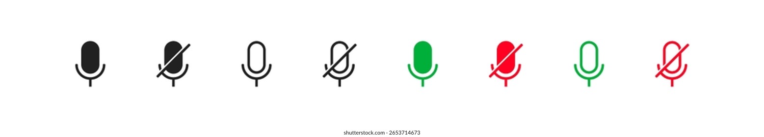 Icono de Vector de encendido y apagado del micrófono. Botón moderno para el diseño conceptual. Ilustración aislada para App