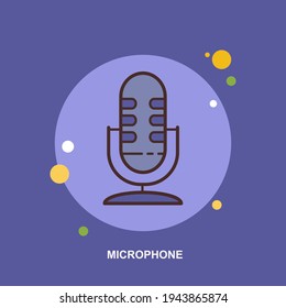 Microphone on purple background flat concept design