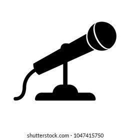 Microphone on a rack, black on a white background, for design, vector