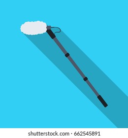 Microphone on the rod. Making movie single icon in flat style vector symbol stock illustration web.