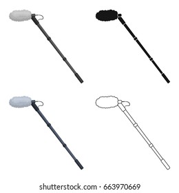 Microphone on the rod. Making movie single icon in cartoon style vector symbol stock illustration web.
