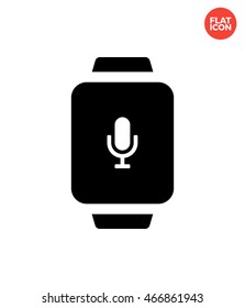 Microphone on smart watch Icon Flat Style Isolated Vector Illustration