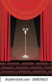 Microphone on Stage with Empty Seats