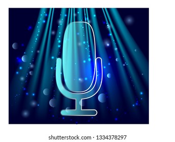 microphone on stage. Professional stand up theatre curtain broadcast mic concept