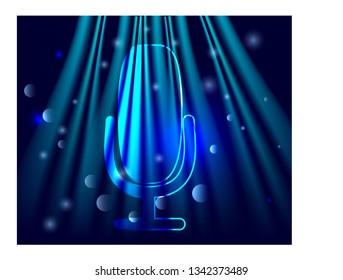 microphone on stage. Professional stand up theatre curtain broadcast mic concept