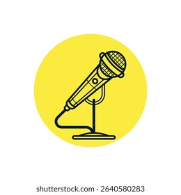 Microphone on stand Broadcast Icon