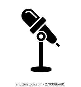 Microphone on Stand Icon for Audio Broadcast Podcast and Music Vector Illustration