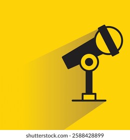 microphone on stand icon with drop shadow on yellow background