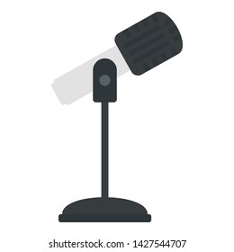 Microphone on stand icon. Flat illustration of microphone on stand vector icon for web design