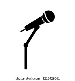 Microphone on the stand icon, logo on white background