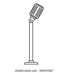 Microphone on stand icon. Outline illustration of microphone on stand vector icon for web